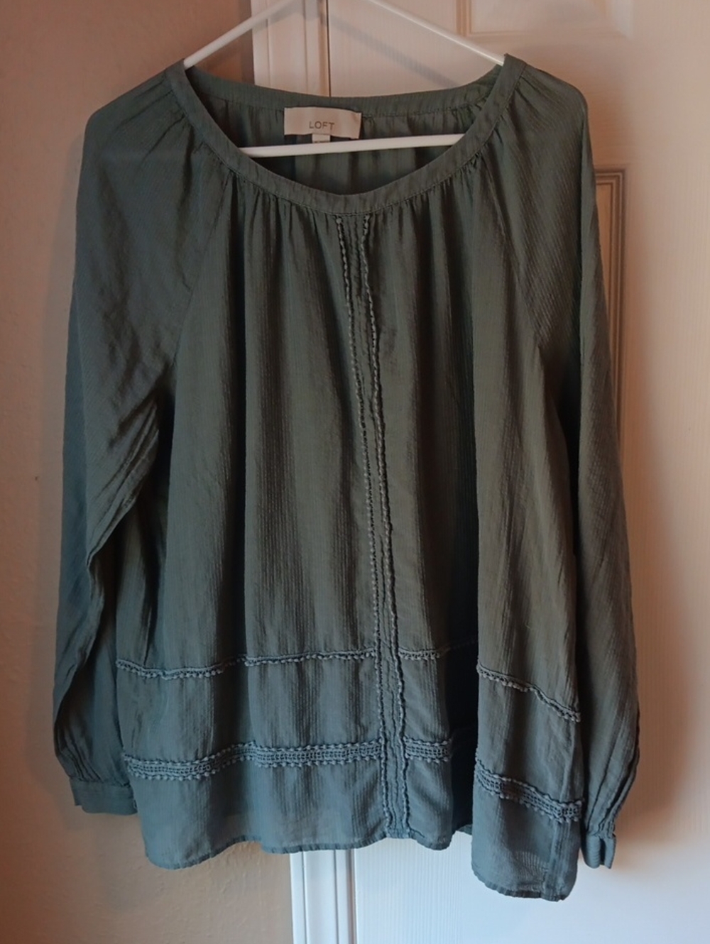 LOFT Soft Sage Green Long-Sleeve Peasant Tunic